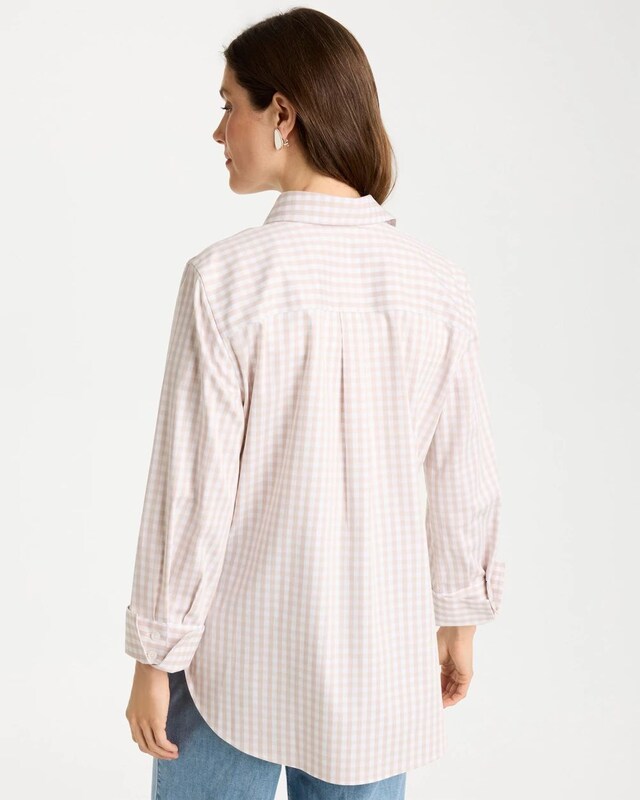 No Iron Stretch Neutral Gingham Shirt - image 3